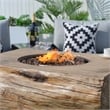 Aluminum Patio and Outdoor Rectangle Firepit in Grain Pattern with Rain Cover