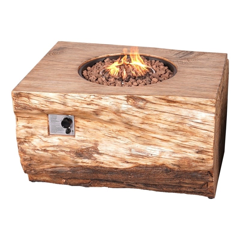 Aluminum Patio and Outdoor Rectangle Firepit in Grain Pattern with Rain Cover