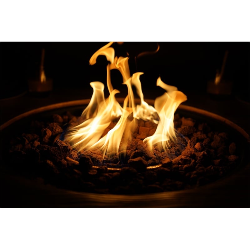 Aluminum Patio and Outdoor Rectangle Firepit in Grain Pattern with Rain Cover