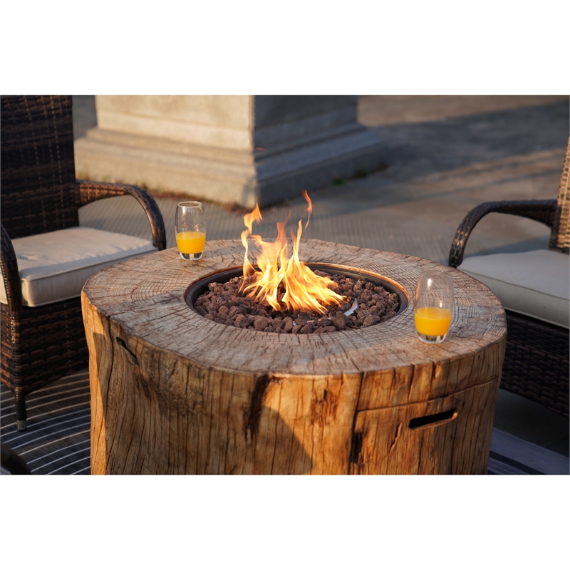 Brown Aluminum Patio and Outdoor  Round Firepit with Rain Cover