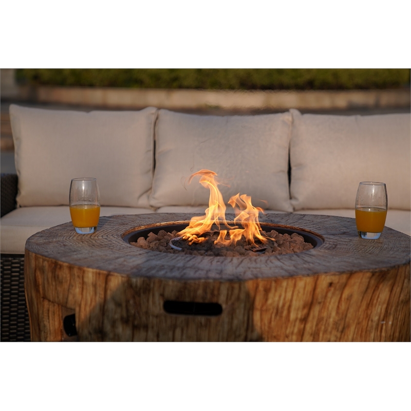 Brown Aluminum Patio and Outdoor  Round Firepit with Rain Cover
