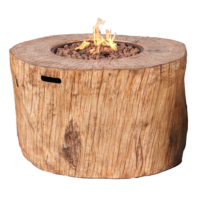 Brown Aluminum Patio and Outdoor  Round Firepit with Rain Cover
