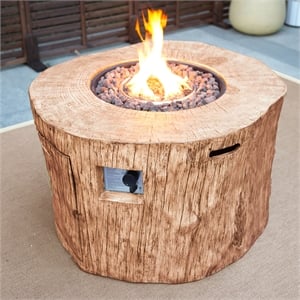 Brown Aluminum Patio and Outdoor  Round Firepit with Rain Cover
