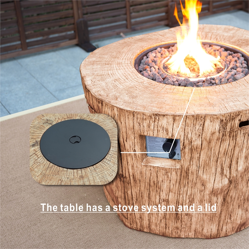 Brown Aluminum Patio and Outdoor  Round Firepit with Rain Cover