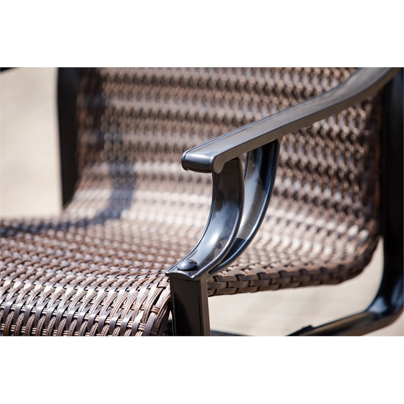 Direct Wicker 3PC Aluminum and Rattan Outdoor Serving Bar Set in Brown/Black