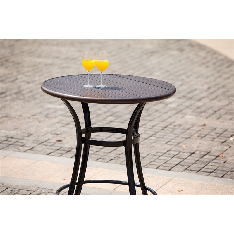 Direct Wicker 3PC Aluminum and Rattan Outdoor Serving Bar Set in Brown/Black