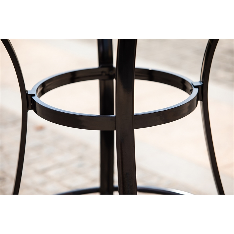 Direct Wicker 3PC Aluminum and Rattan Outdoor Serving Bar Set in Brown/Black