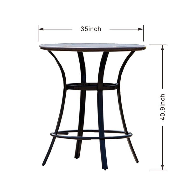 Direct Wicker 3PC Aluminum and Rattan Outdoor Serving Bar Set in Brown/Black