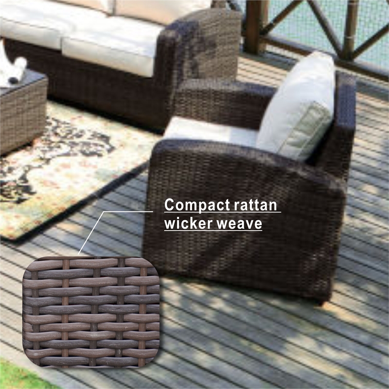 Direct Wicker Outdoor Furniture 5PCS Conversation Sets in Brown with Cushions