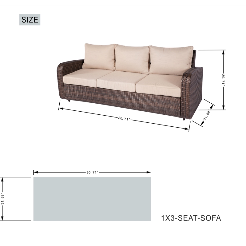 Direct Wicker Outdoor Furniture 5PCS Conversation Sets in Brown with Cushions