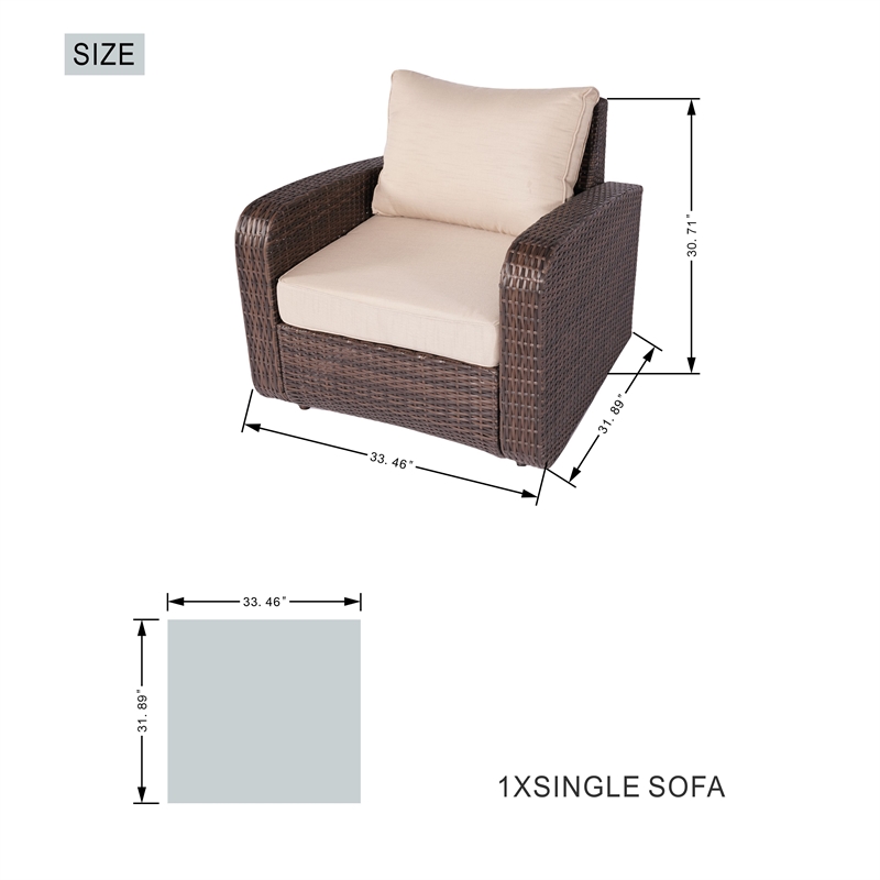 Direct Wicker Outdoor Furniture 5PCS Conversation Sets in Brown with Cushions