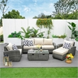 Direct Wicker Garden Furniture 5PCS Rattan Sectionals Sofas in Gray with Cushion
