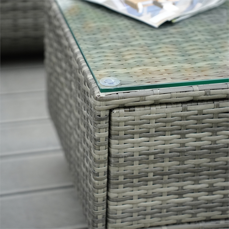Direct Wicker Garden Furniture 5PCS Rattan Sectionals Sofas in Gray with Cushion