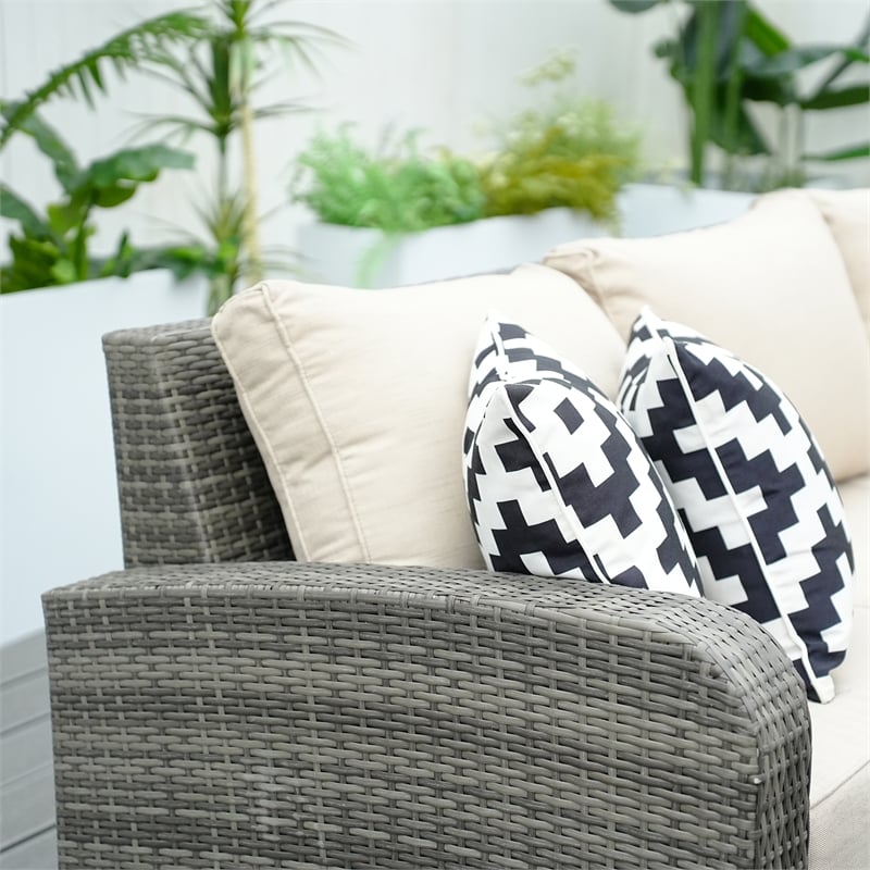 Direct Wicker Garden Furniture 5PCS Rattan Sectionals Sofas in Gray with Cushion