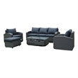 Direct Wicker Living Room Sets 5PCS Rattan Reception Sofas in Black with Cushion