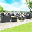 Direct Wicker Living Room Sets 5PCS Rattan Reception Sofas in Black with Cushion