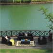 Direct Wicker Living Room Sets 5PCS Rattan Reception Sofas in Black with Cushion