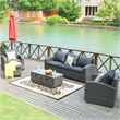 Direct Wicker Living Room Sets 5PCS Rattan Reception Sofas in Black with Cushion