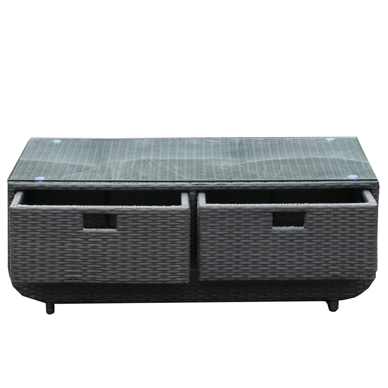 Direct Wicker Living Room Sets 5PCS Rattan Reception Sofas in Black with Cushion