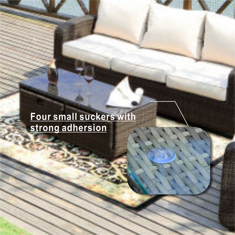 Direct Wicker Living Room Sets 5PCS Rattan Reception Sofas in Black with Cushion