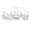Direct Wicker Living Room Sets 5PCS Rattan Reception Sofas in Black with Cushion