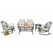 Direct Wicker Patio Garden Metal Seating Set 4 with Beige Cushions