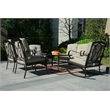 Direct Wicker Patio Garden Iron Seating Set 5 with Beige Cushions