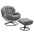 Elizabeth Gray Velvet Living Room Accent Chair Set with Ottoman