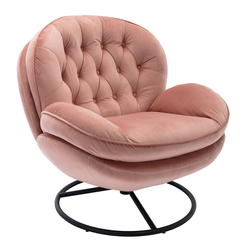 Elizabeth Pink Aluminum Living Room Accent Chair with Ottoman