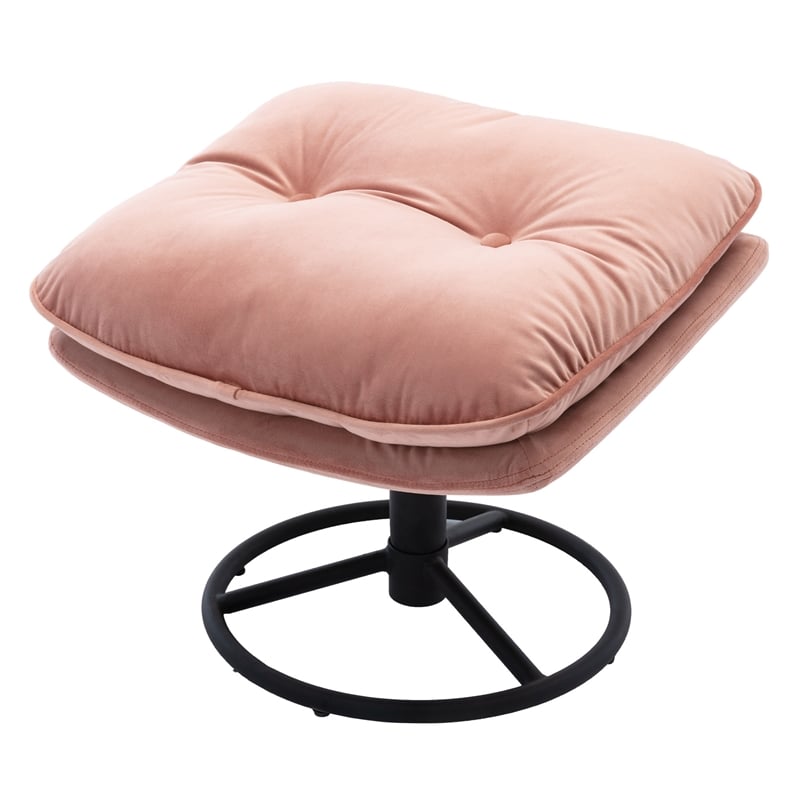 Elizabeth Pink Aluminum Living Room Accent Chair with Ottoman