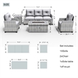 5-Pieces Gray Rattan Patio Sofa Set with Fire Pit Table and Beige Cushions