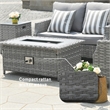 5-Pieces Gray Rattan Patio Sofa Set with Fire Pit Table and Cushions