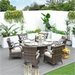 Direct Wicker Patio Atina 7 Pieces Rattan Outdoor Dining Sets in Brown