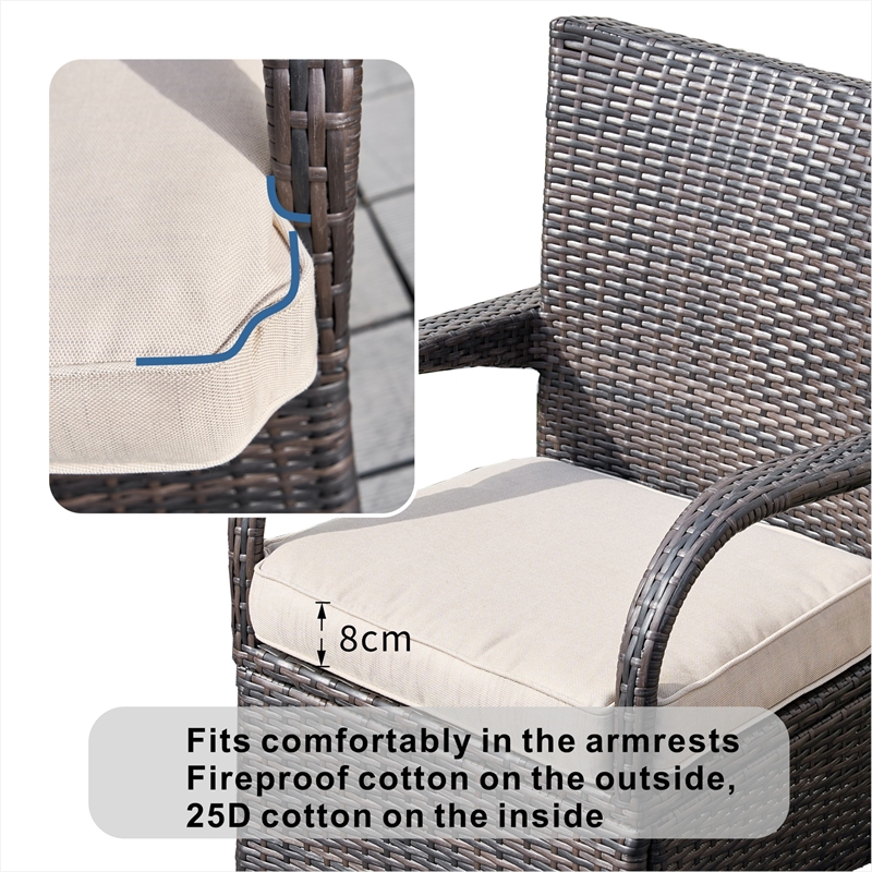 Direct Wicker Patio Atina 7 Pieces Rattan Outdoor Dining Sets in Brown