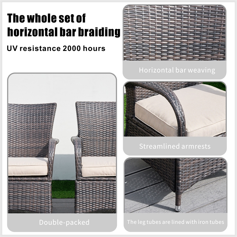 Direct Wicker Patio Atina 7 Pieces Rattan Outdoor Dining Sets in Brown