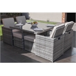 Square 8-Person Brown Aluminum Outdoor Dining Set with 4 Chairs And 2 Ottomans