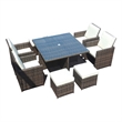 Square 8-Person Brown Aluminum Outdoor Dining Set with 4 Chairs And 2 Ottomans