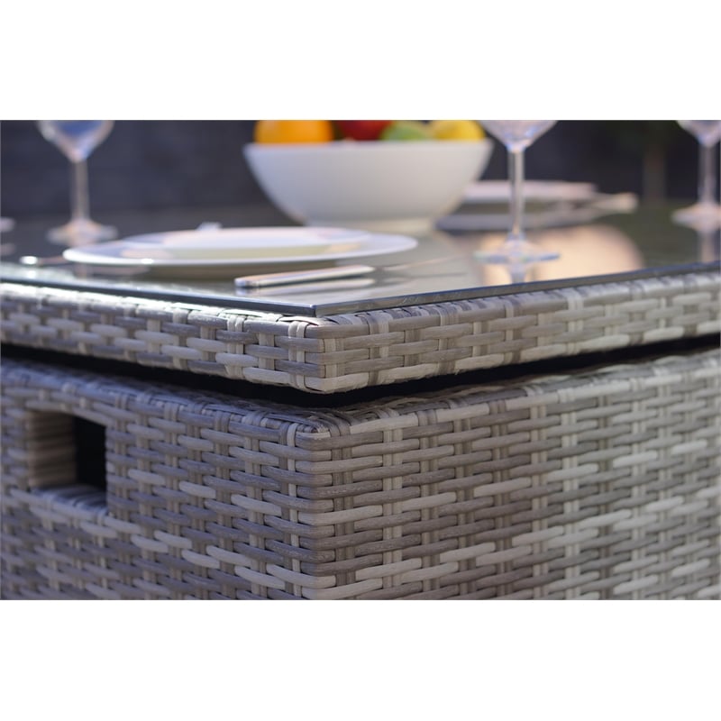 Patio 9-Pieces Gray Aluminum Outdoor Dining Set With Cushion