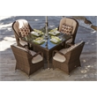 Patio 5-Pieces Brown Aluminum Outdoor Wicker Square Dining Table Set
