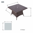 Patio 5-Pieces Brown Aluminum Outdoor Wicker Square Dining Table Set