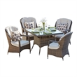 Patio 5-Pieces Brown Aluminum Outdoor Wicker Square Dining Table Set