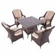 Patio 5-Pieces Brown Aluminum Outdoor Wicker Square Dining Table Set