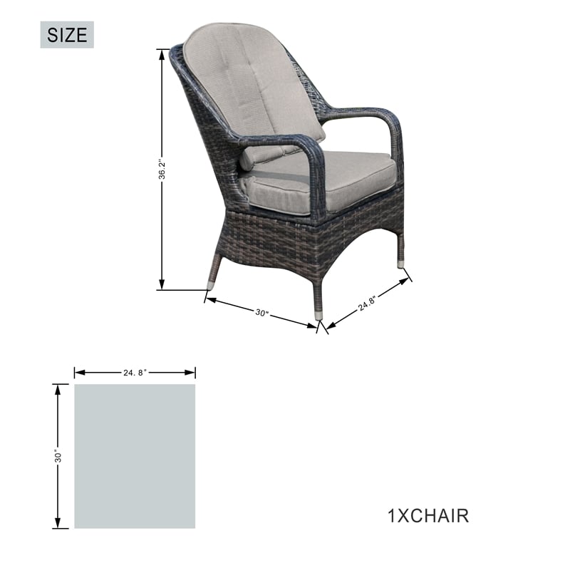 Patio 5-Pieces Brown Aluminum Outdoor Wicker Square Dining Table Set