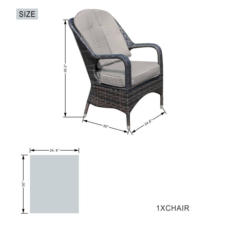 Patio 5-Pieces Gray Round Aluminum Rattan Outdoor Dining Set with Chairs