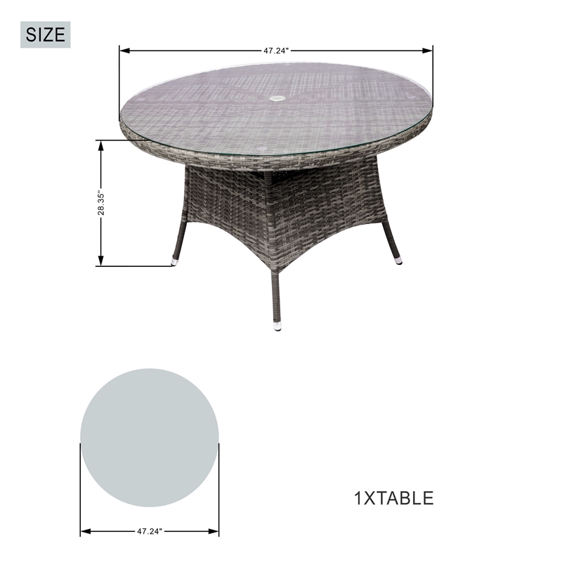 Patio 5-Pieces Gray Round Aluminum Rattan Outdoor Dining Set with Chairs