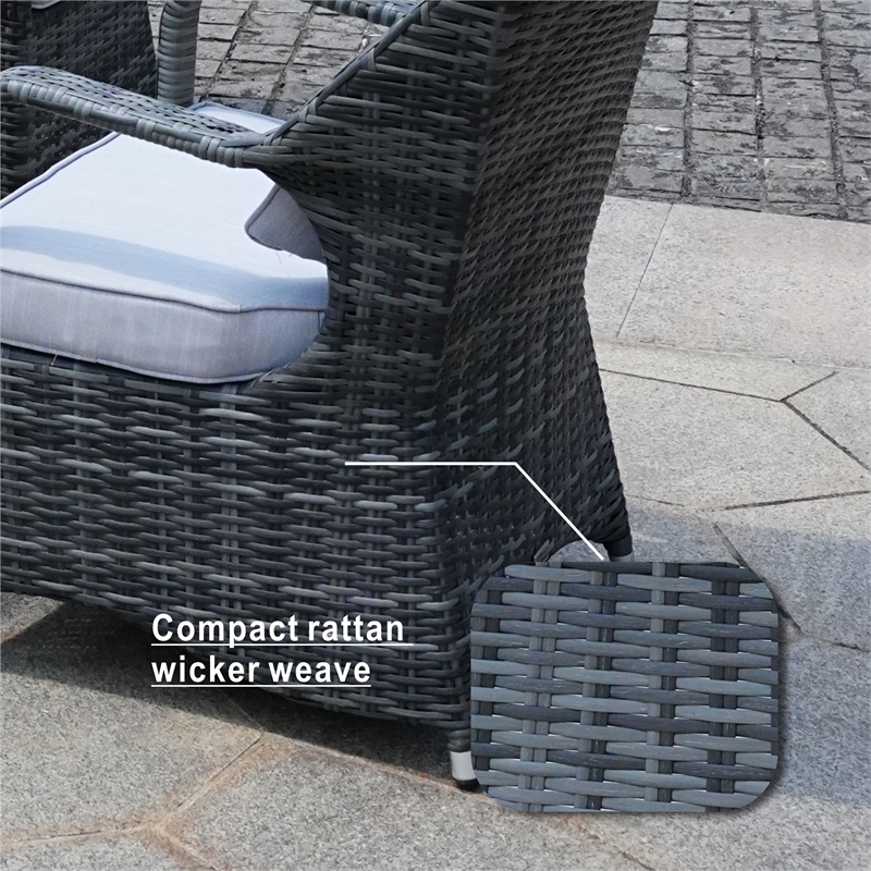 Patio 5-Pieces Gray Round Aluminum Rattan Outdoor Dining Set with Chairs