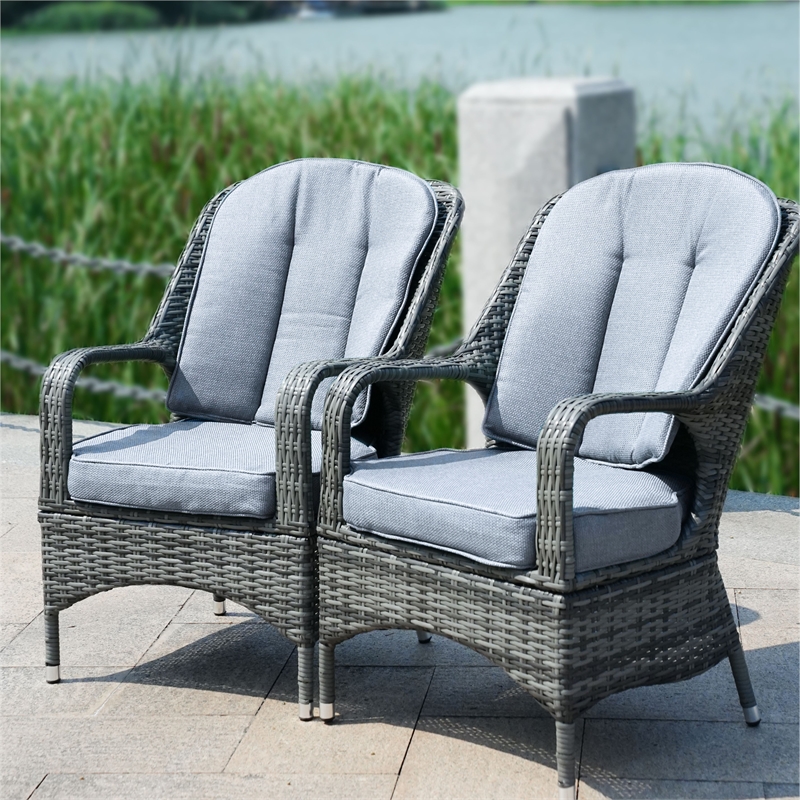 5-Piece Gray Aluminum Outdoor Wicker Square Dining Table Set