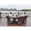 Brown Aluminum Rectangular 6-Person Outdoor Dining Set with Six Chairs