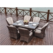 Brown Aluminum Rectangular 6-Person Outdoor Dining Set with Six Chairs