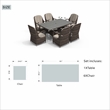 Brown Aluminum Rectangular 6-Person Outdoor Dining Set with Six Chairs